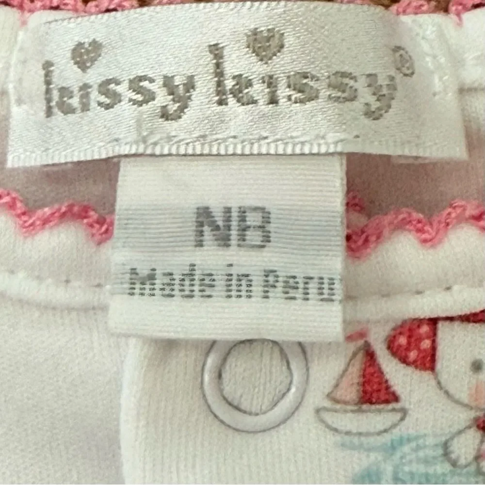 Kissy Kissy Baby Girls Beach Pattern One Piece Pima Cotton Footie. NB. Newborn.